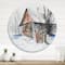 Designart - Old Abandoned Wooden House In Winter Picture - Traditional Metal Circle Wall Art